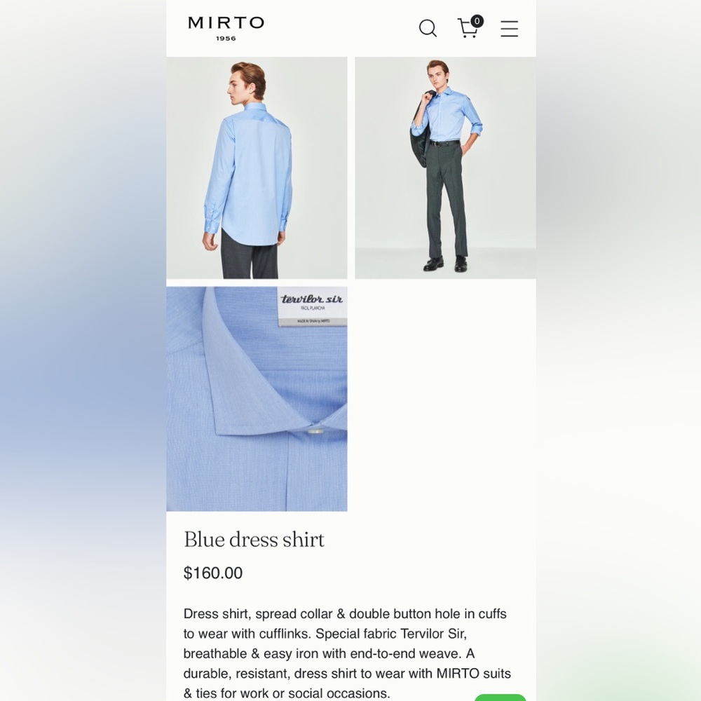 Mens Mirto shirt made in Spain. 17 inch collar. 34/35 inch sleeves. - Picture 8 of 10